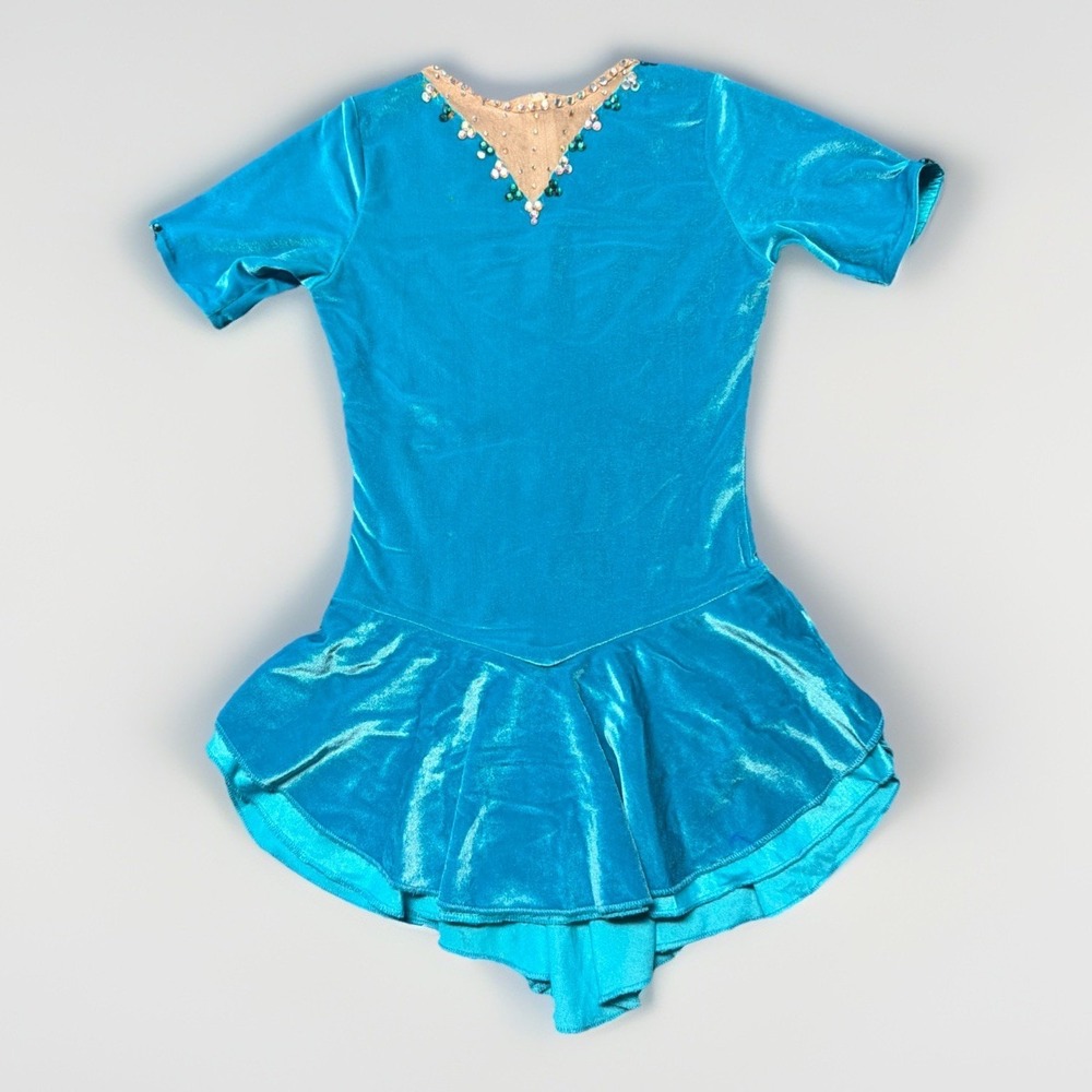 Girls‎ Figure Ice Skating Competition Dress Blue Dazzle Velour